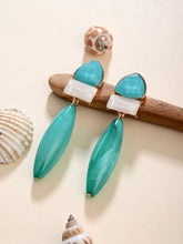 Aqua Blue Trio Gem Drop Earrings