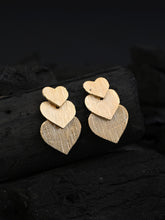 Golden Linked Heart Drop Earrings