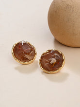 Brown Crystal Dome Stud Earrings