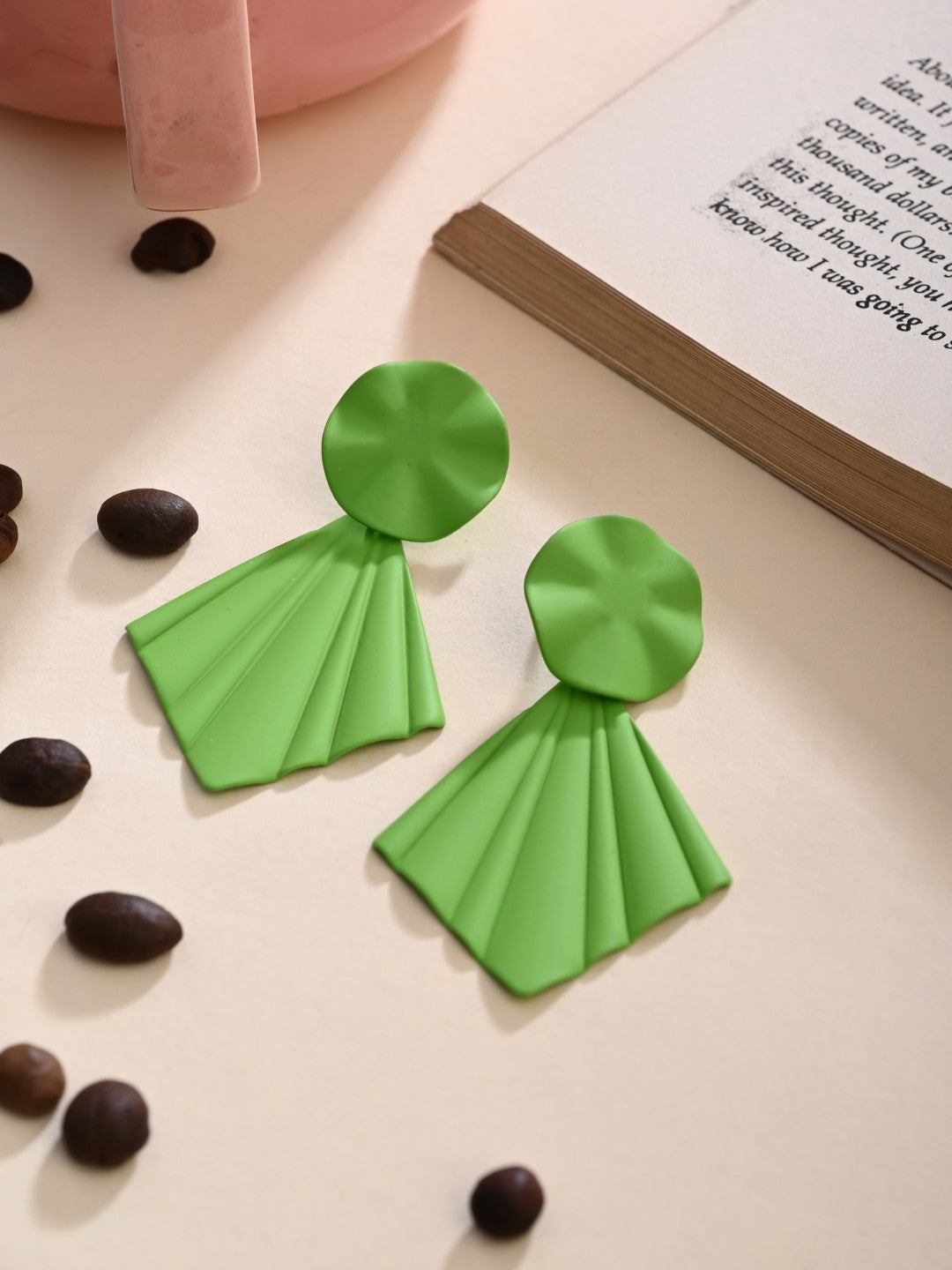 Lime Green Petal Pop Fan Earrings - Reenisaa