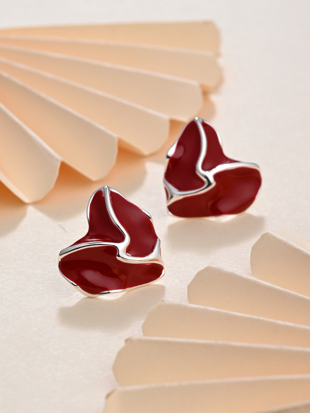 Classic Red Heart Stud Earrings - Reenisaa