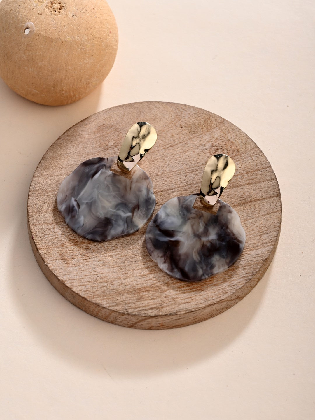 Smoky Quartz Resin Drop Earrings - Reenisaa