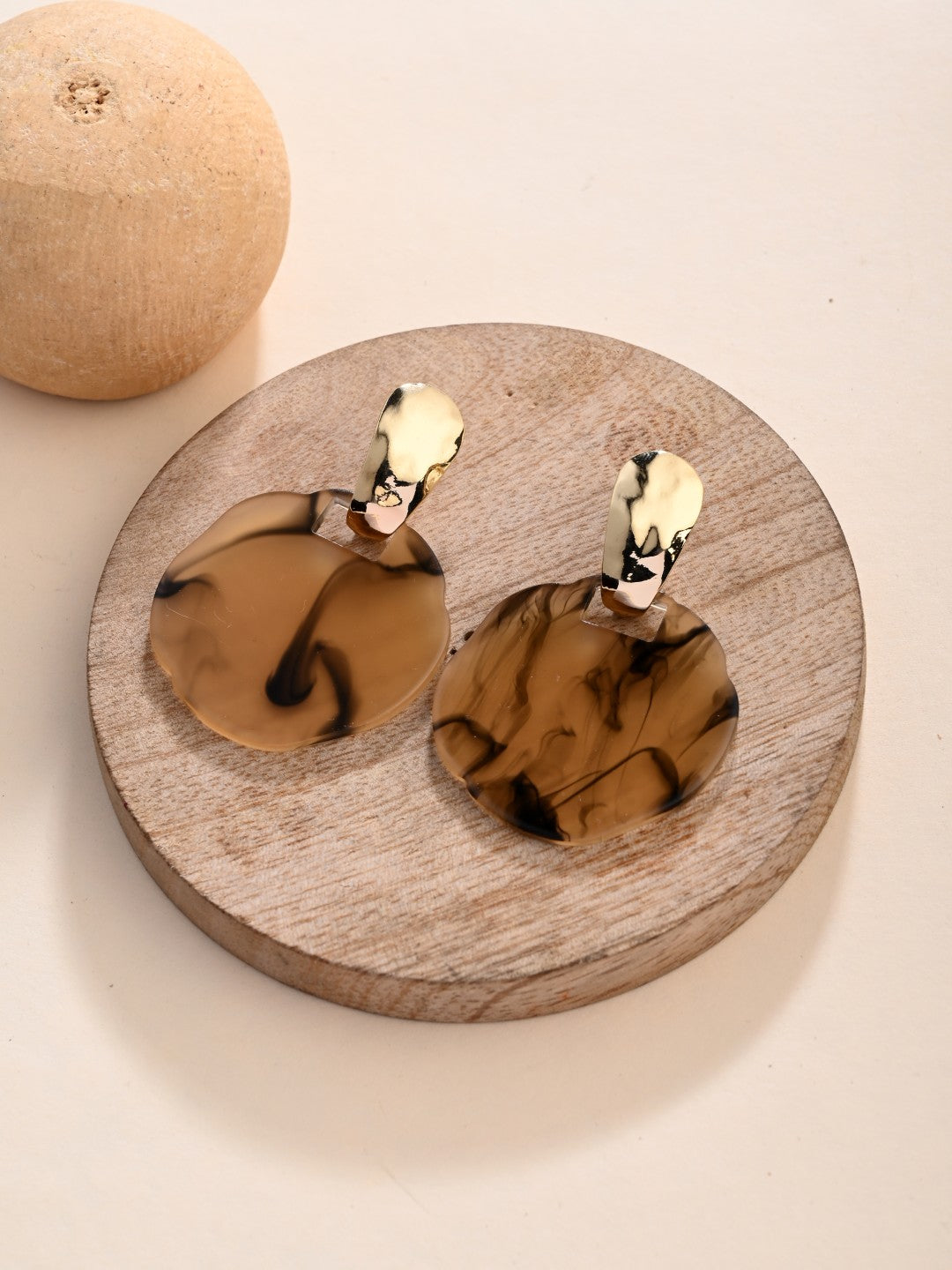 Marbled Amber Statement Earrings - Reenisaa