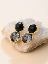 Black Aura Double Stone Earrings