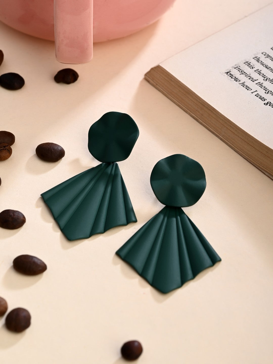 Forest Green Petal Pop Fan Earrings - Reenisaa