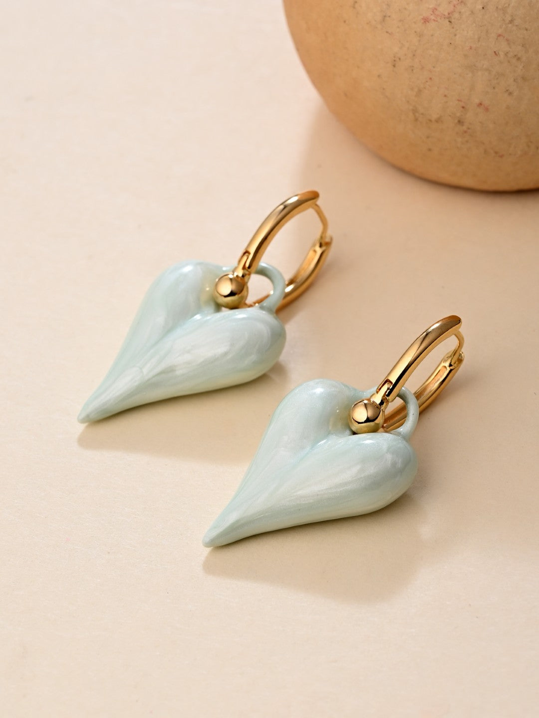 Blue Love glaze Heart Earrings - Reenisaa