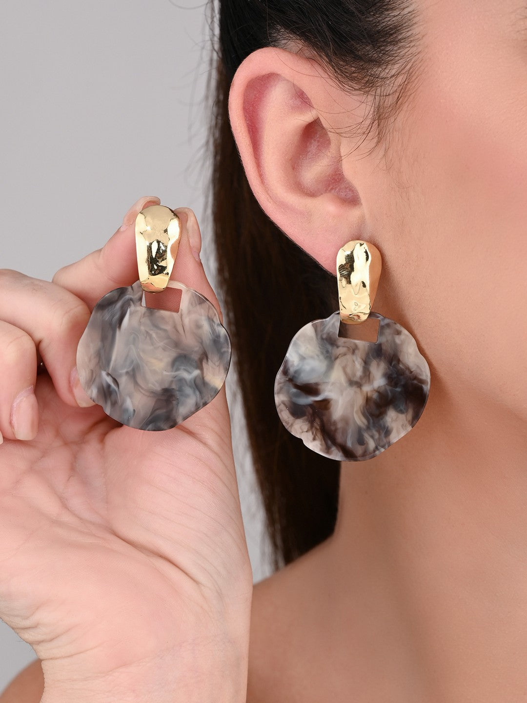 Smoky Quartz Resin Drop Earrings - Reenisaa
