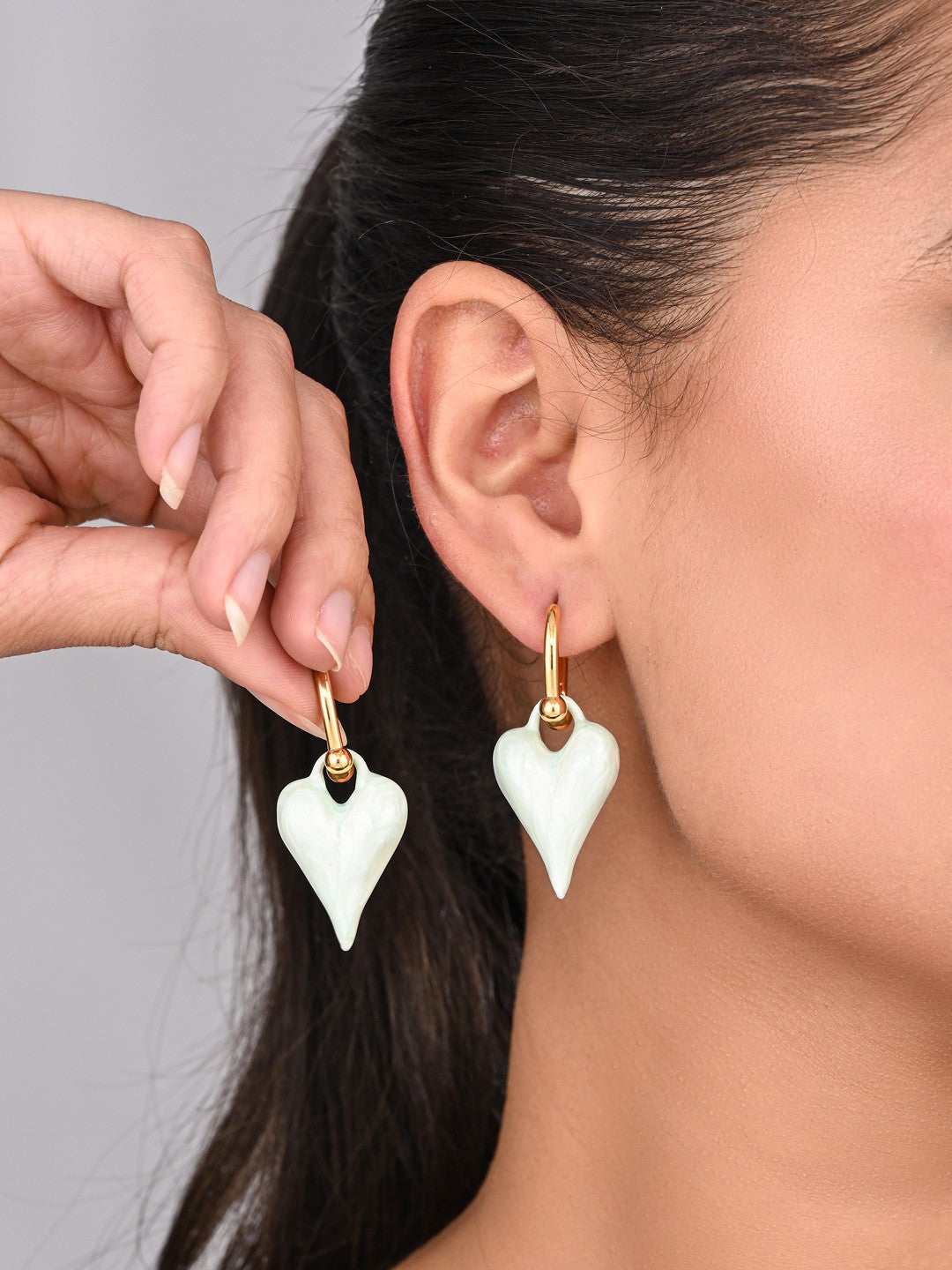 Blue Love glaze Heart Earrings - Reenisaa