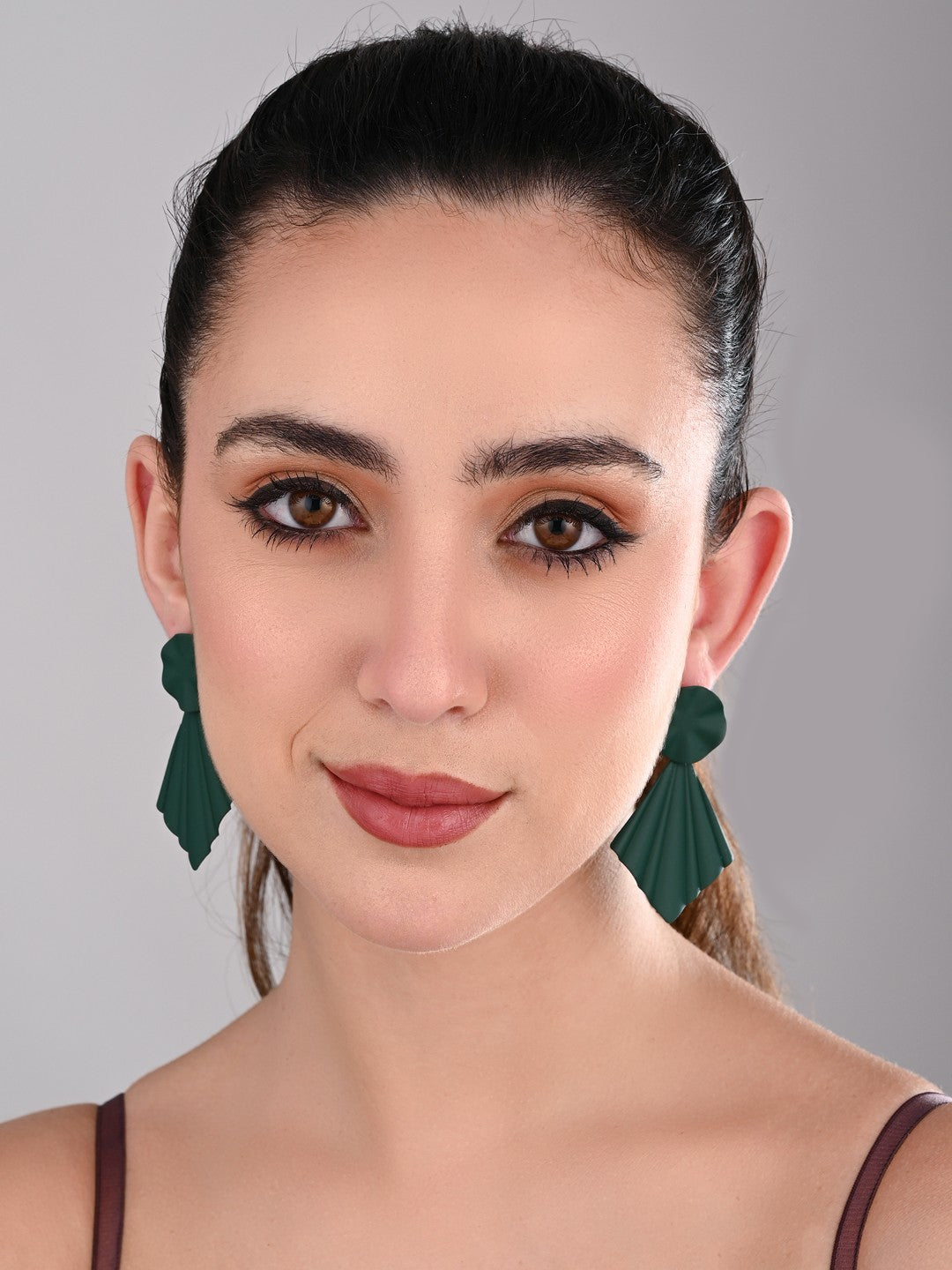 Forest Green Petal Pop Fan Earrings - Reenisaa
