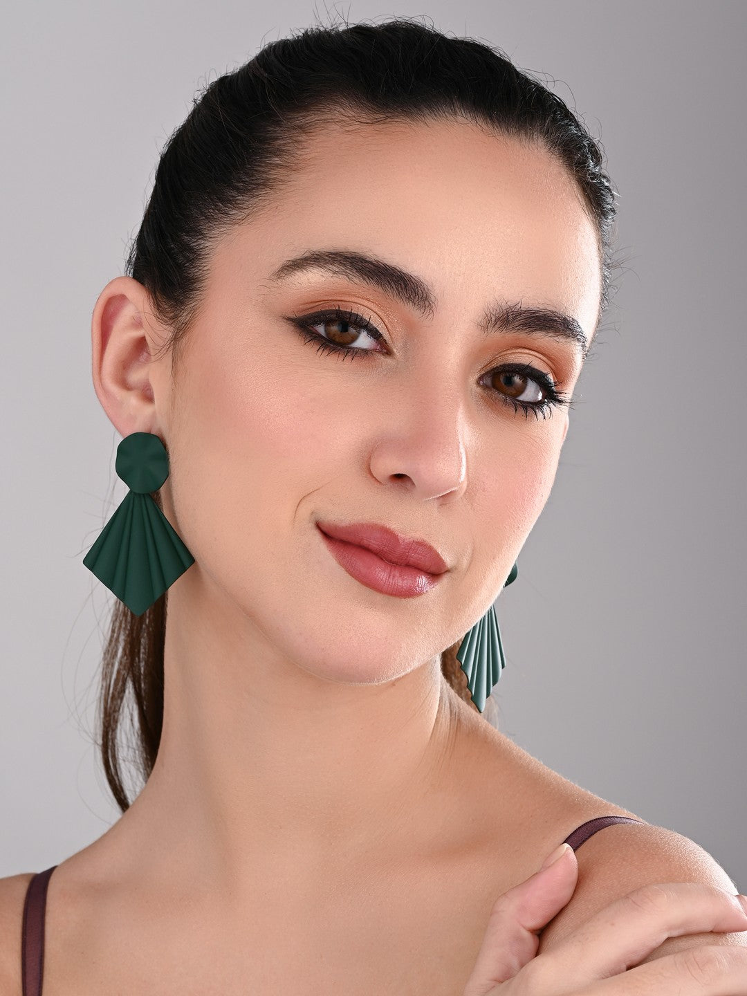 Forest Green Petal Pop Fan Earrings - Reenisaa