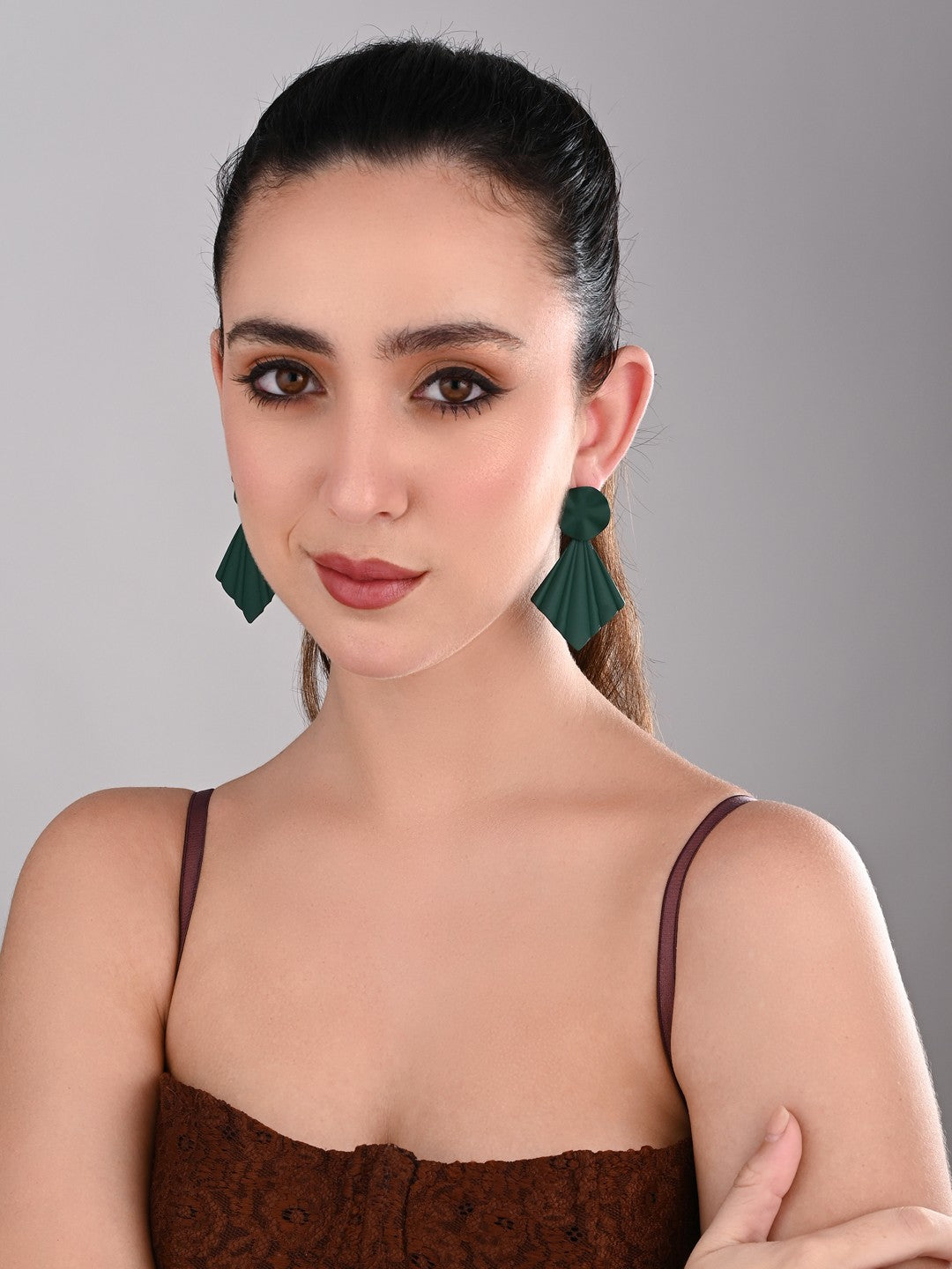 Forest Green Petal Pop Fan Earrings - Reenisaa