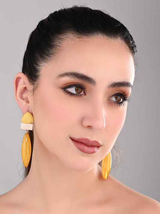 Yellow Trio Gem Drop Earrings - Reenisaa