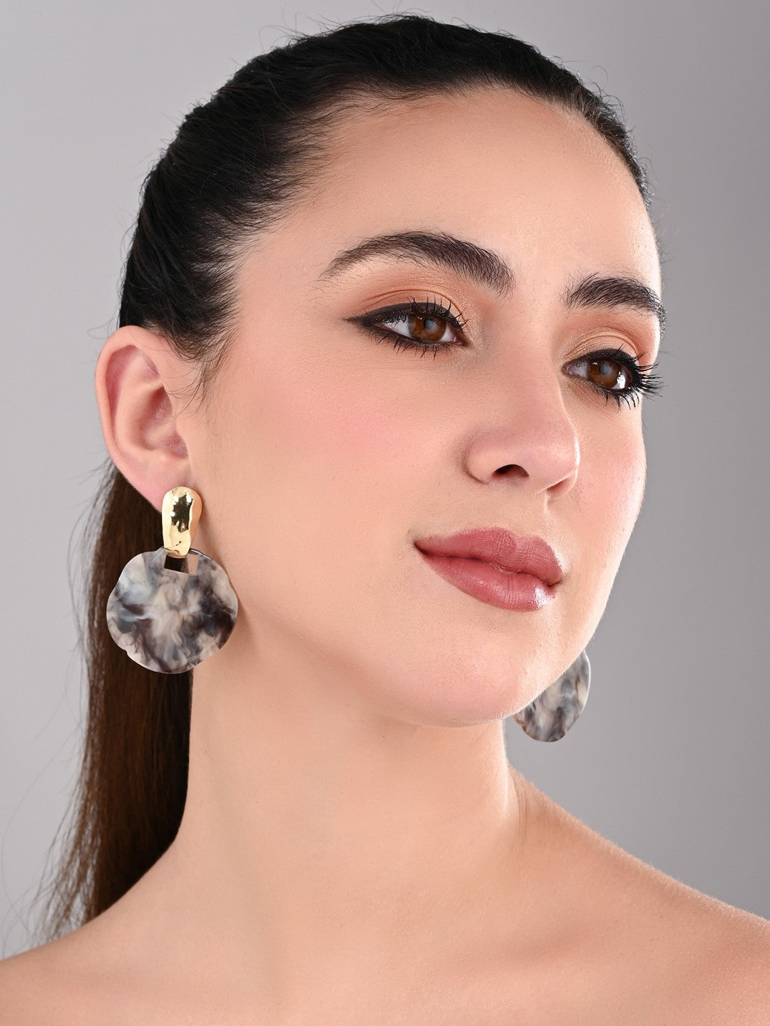 Smoky Quartz Resin Drop Earrings - Reenisaa