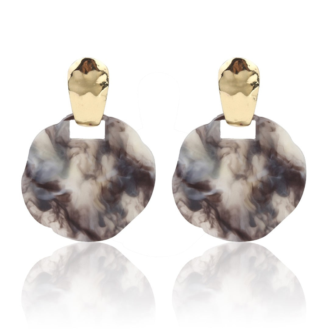 Smoky Quartz Resin Drop Earrings - Reenisaa
