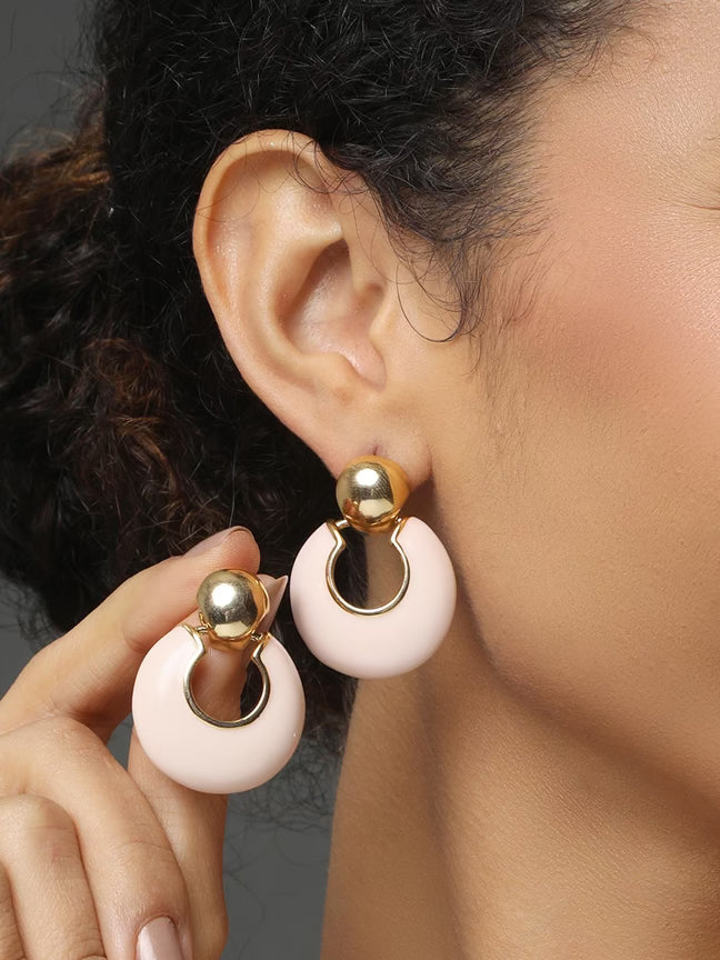 Pink Round Earring - Reenisaa