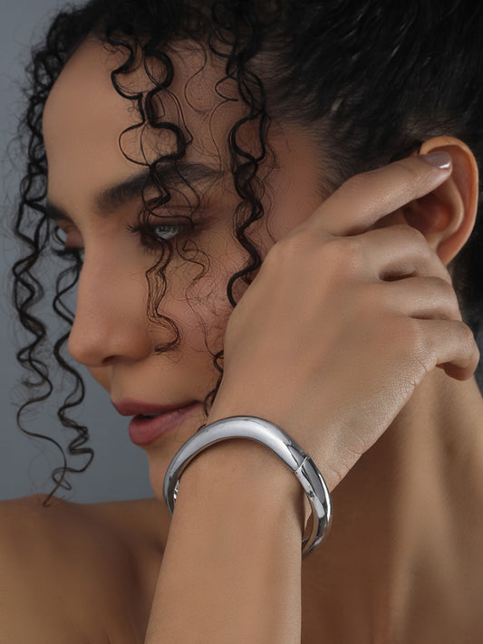 Thin Silver Bangle Perfect for Stacking - Reenisaa