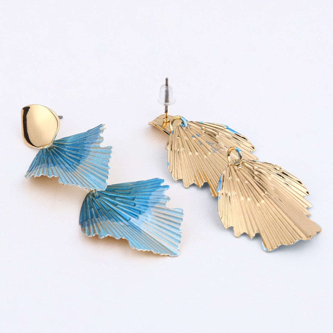 Sky Blue Petal Wave Drop Earrings