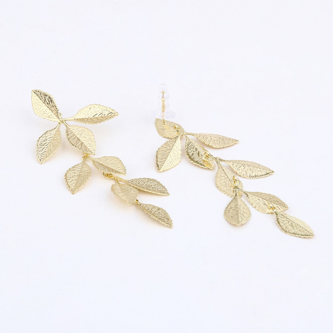 18k Gold-Plated Leaf Shaped Drop Earrings