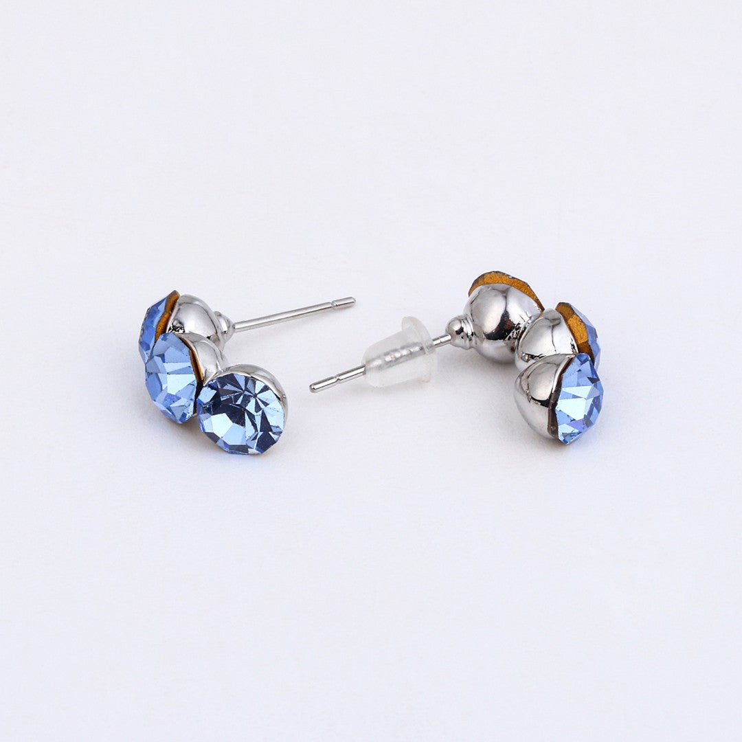 Azure Blue Crystal Stud Earrings