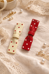 Rosé Dots Bow Hair Clip Set of 2