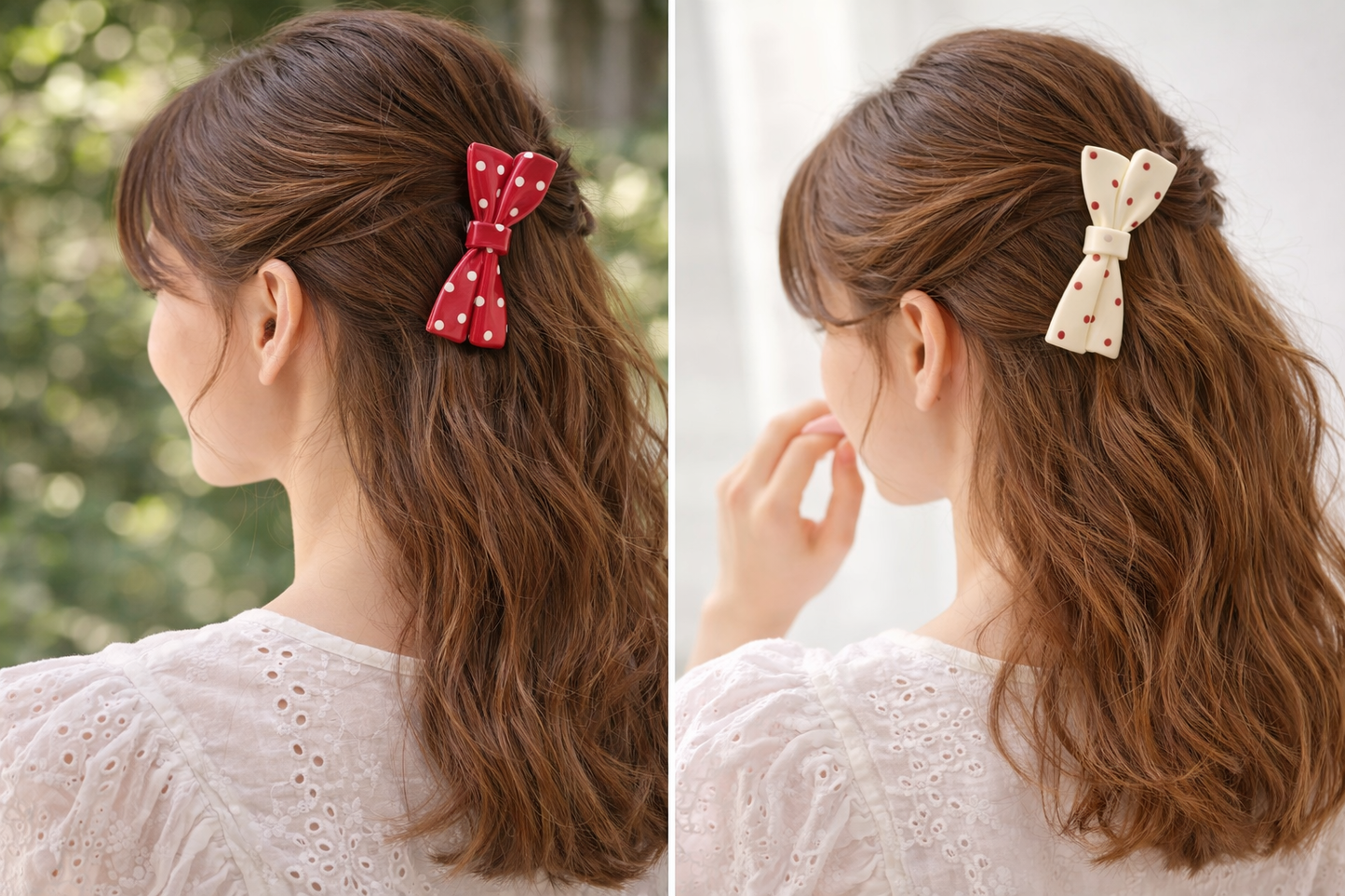 Rosé Dots Bow Hair Clip Set of 2
