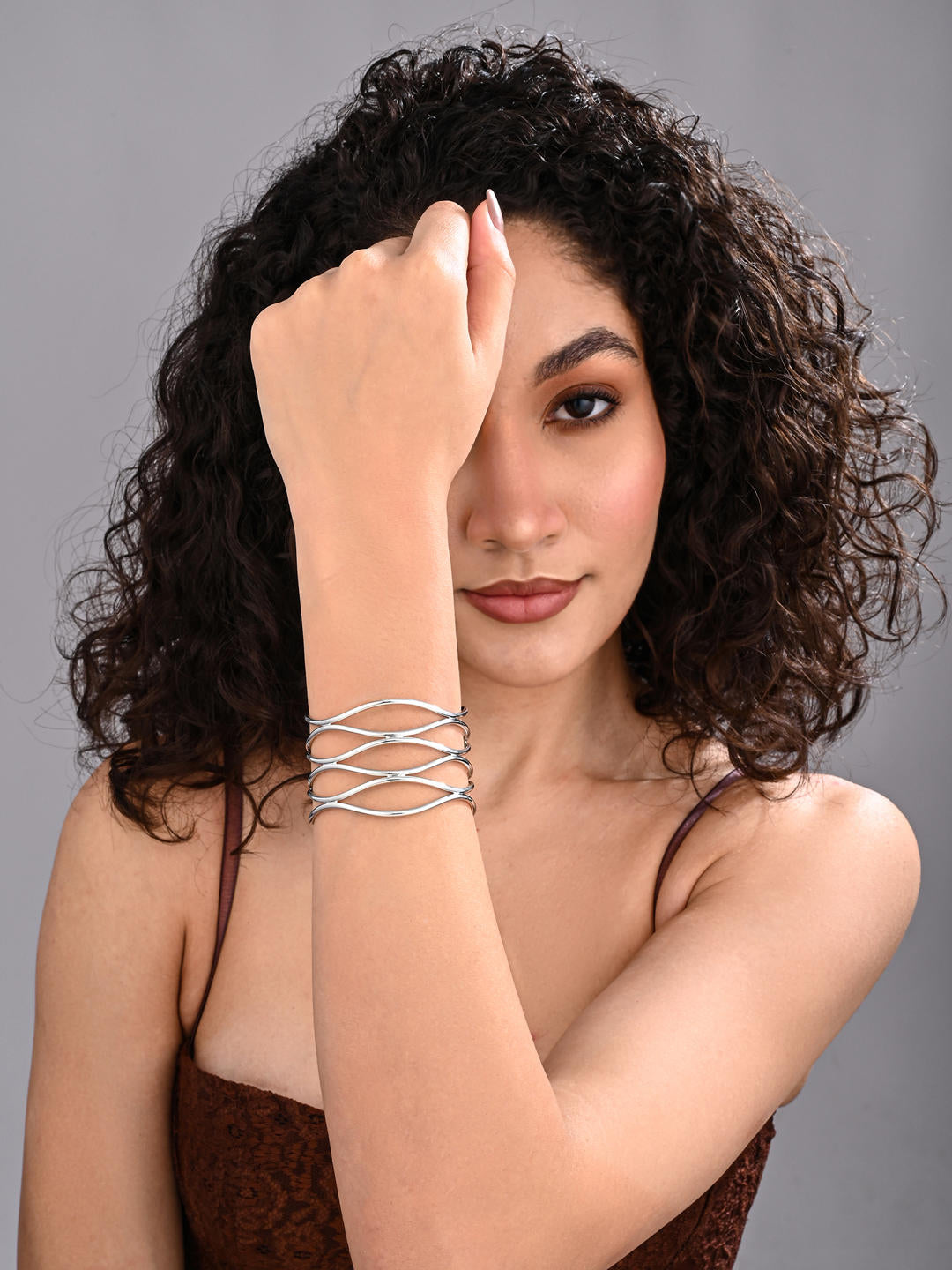 Silver Waves of Eternity Designer Bangle - Reenisaa