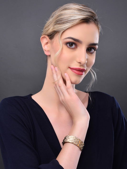 Layered Textured Gold Cuff - Reenisaa