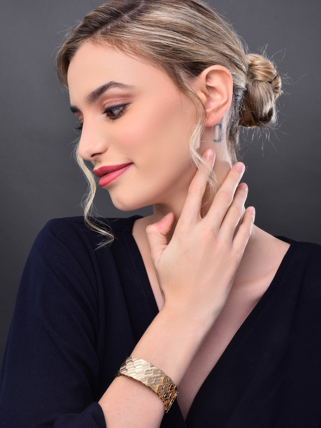 Layered Textured Gold Cuff - Reenisaa