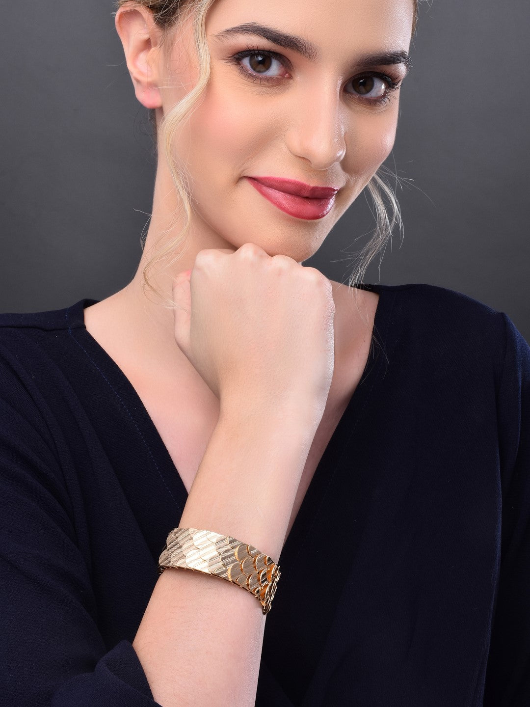 Layered Textured Gold Cuff - Reenisaa