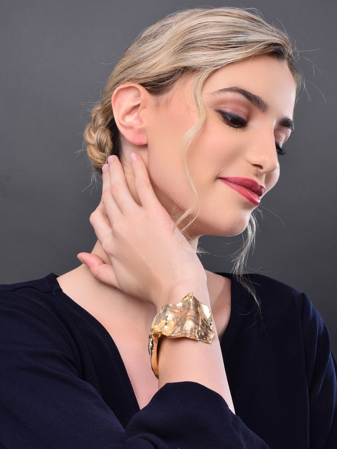 Gold Hammered Statement Cuff - Reenisaa