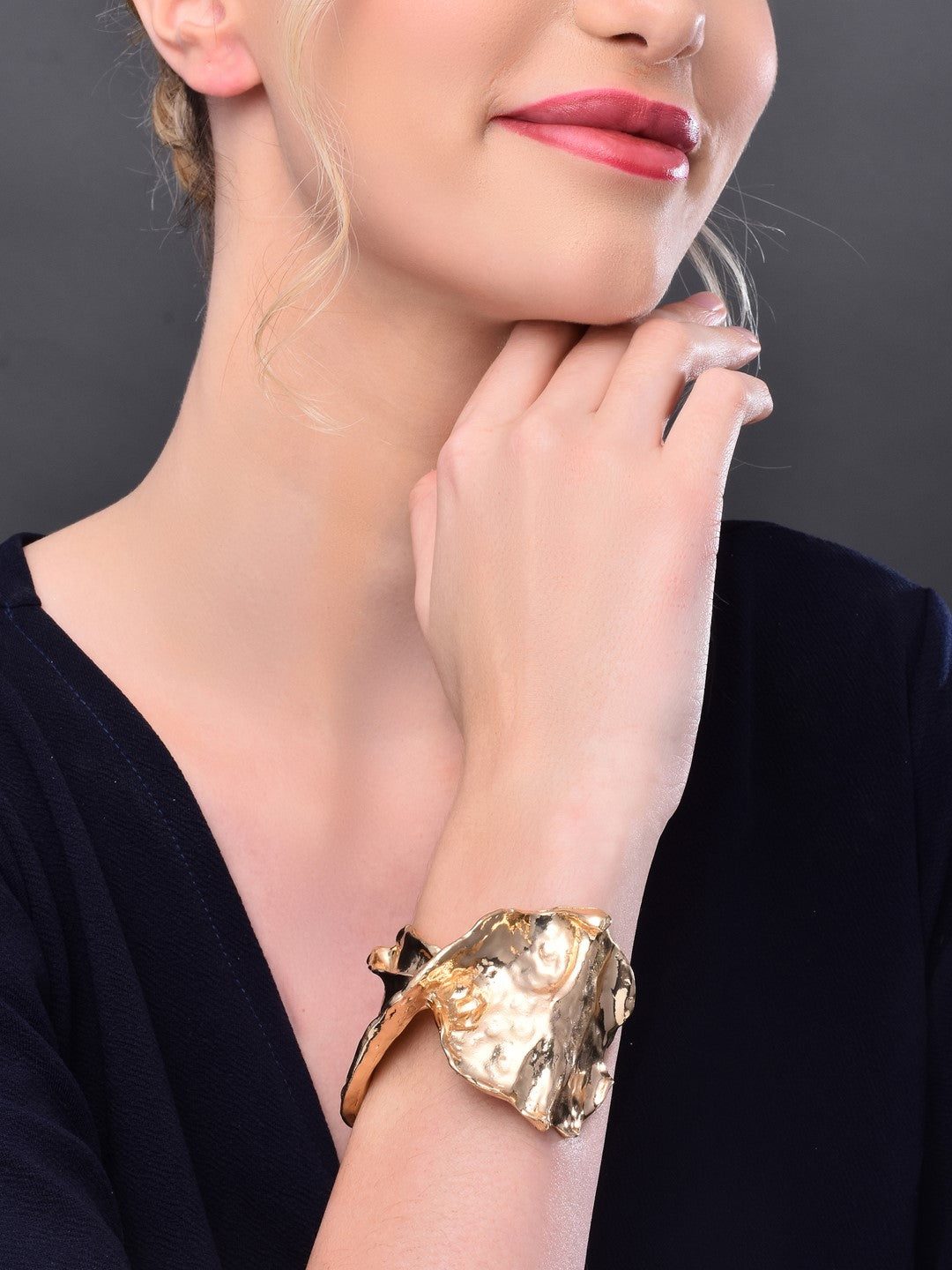 Gold Hammered Statement Cuff - Reenisaa