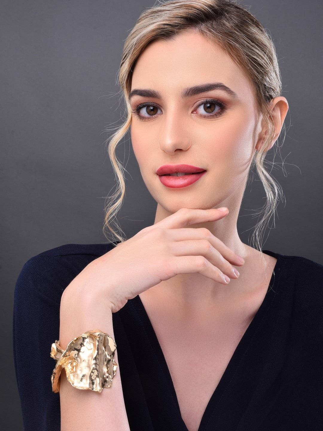 Gold Hammered Statement Cuff - Reenisaa