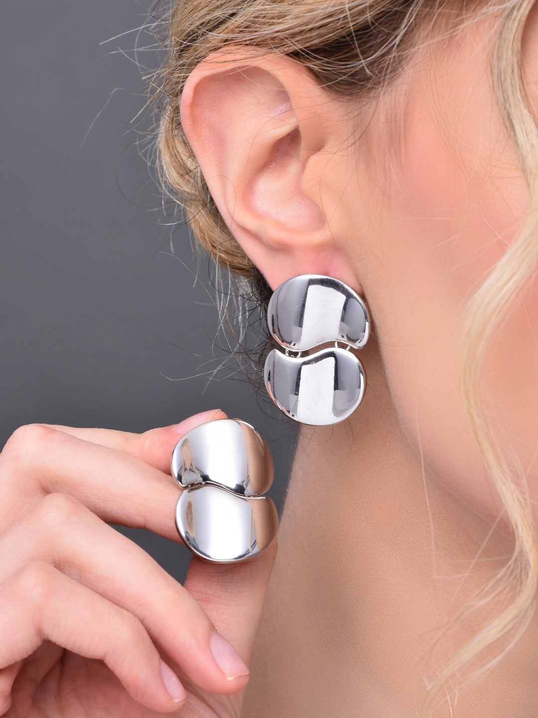 Silver Drop Earrings with Rhodium Plating - Reenisaa