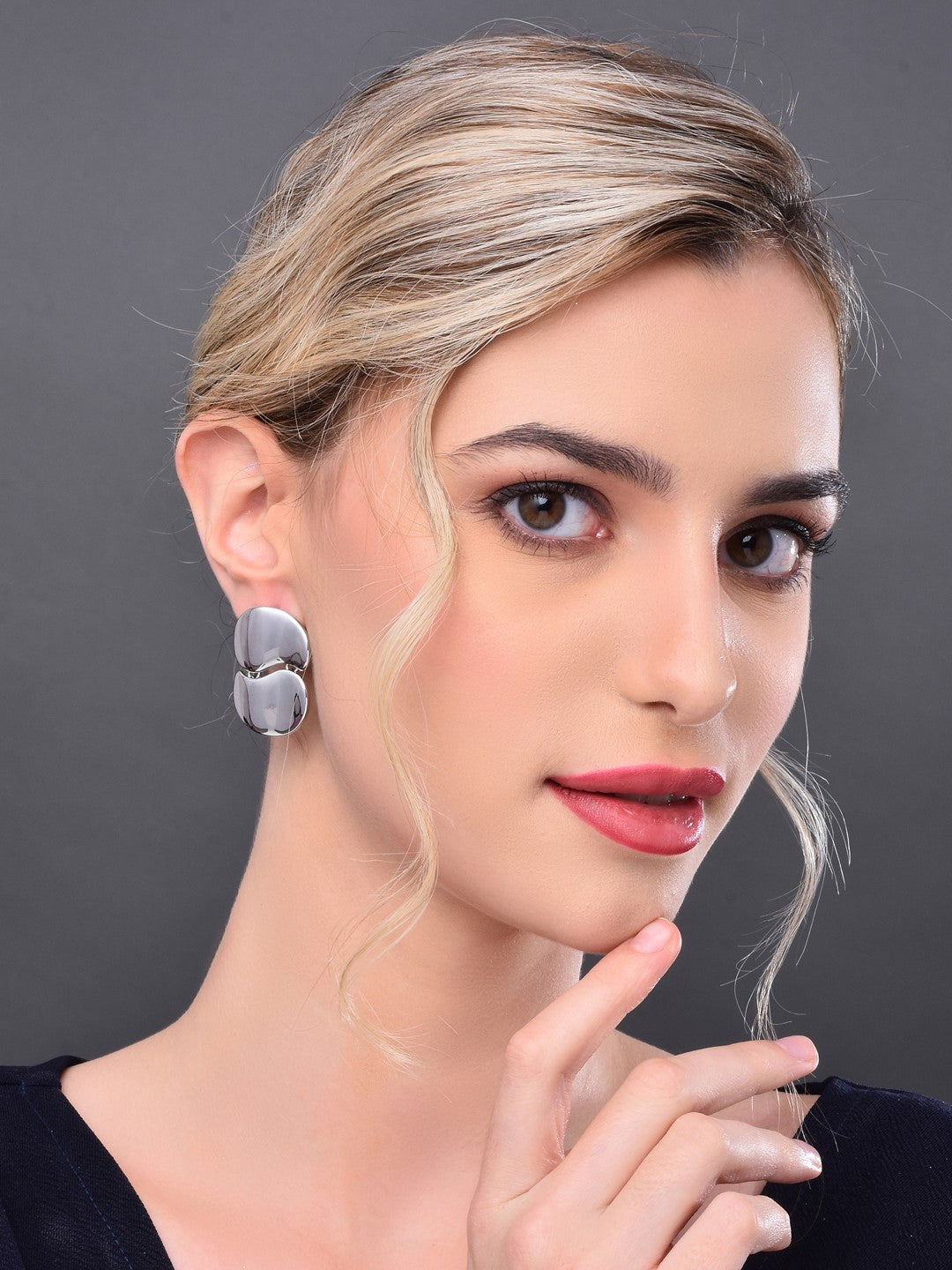 Silver Drop Earrings with Rhodium Plating - Reenisaa