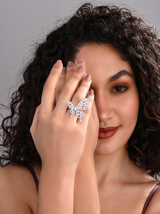 Celestial Butterfly Statement Ring in Silver - Reenisaa