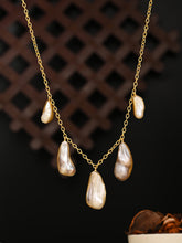 Golden Baroque Pearl Cascade Necklace