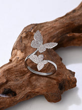 Silver Twin Butterflies Sparkle Ring