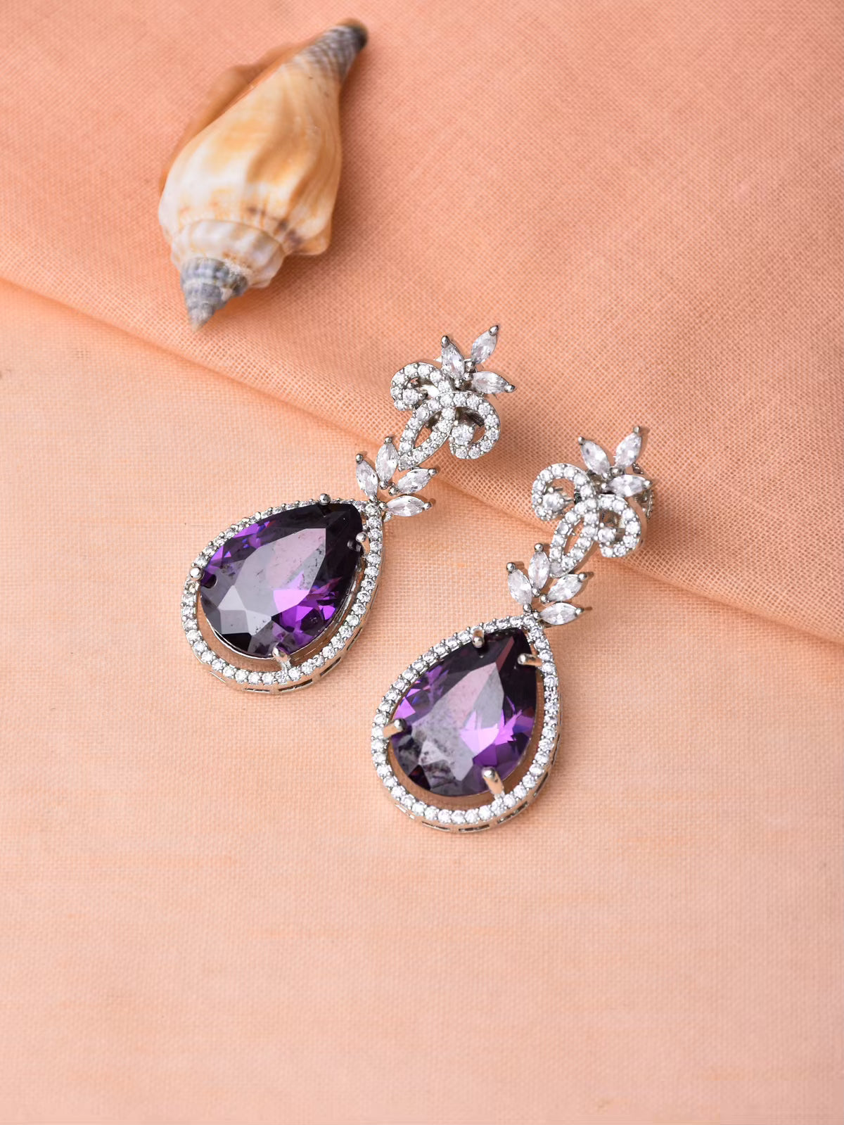 Royal Plum Elegance Drop Earring - Reenisaa