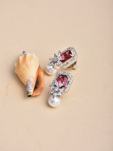 Ruby Red Pearl Stud Earring