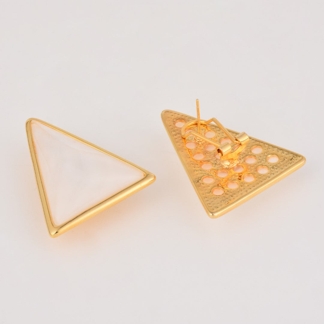 Enamel White Triangle Earring - Reenisaa