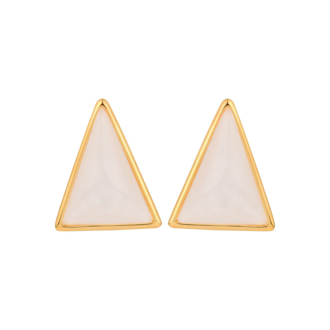 Enamel White Triangle Earring