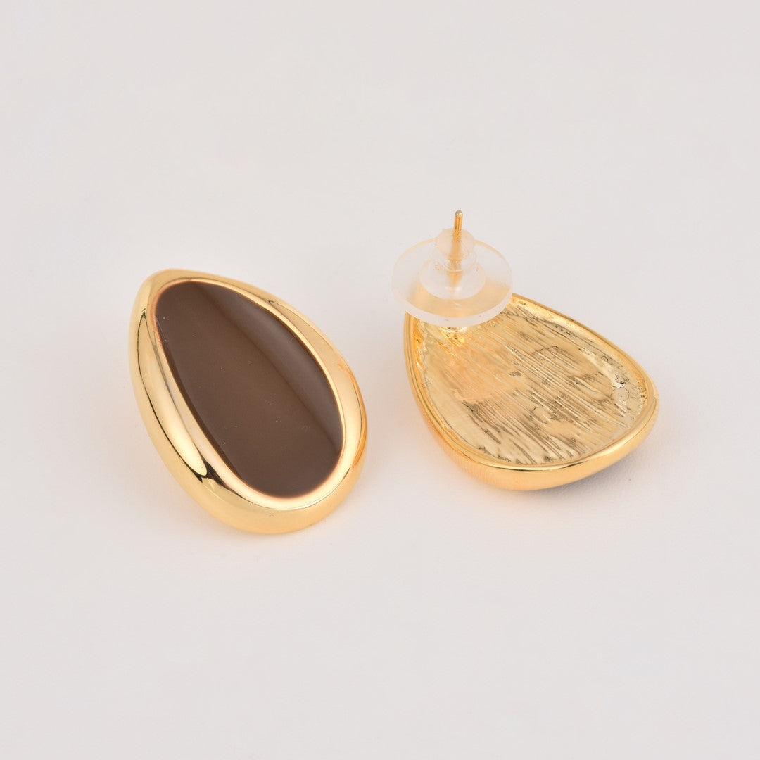 Brown Enamel Stud Earring