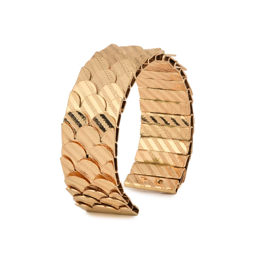 Layered Textured Gold Cuff - Reenisaa
