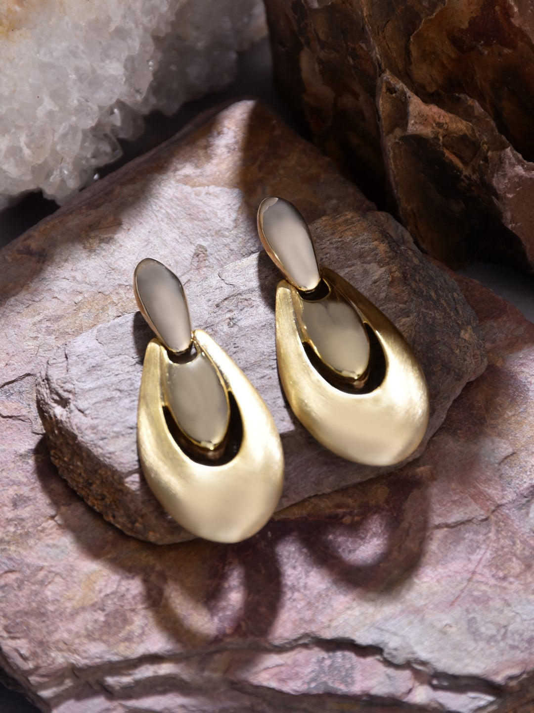 Gold Pear Shaped Drop Earring - Reenisaa