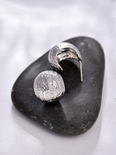 Brushed Stripe Silver Curved Earrings