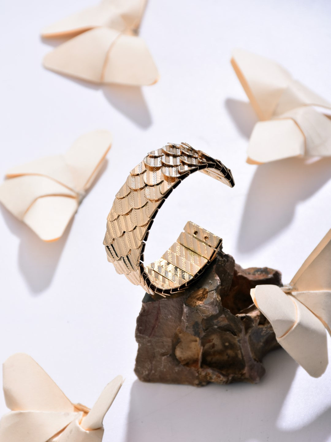 Layered Textured Gold Cuff - Reenisaa