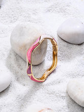 Enamel Ripple Wave Bangle – Pink
