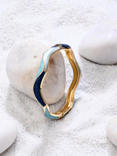 Enamel Ripple Wave Bangle – Navy & Aqua