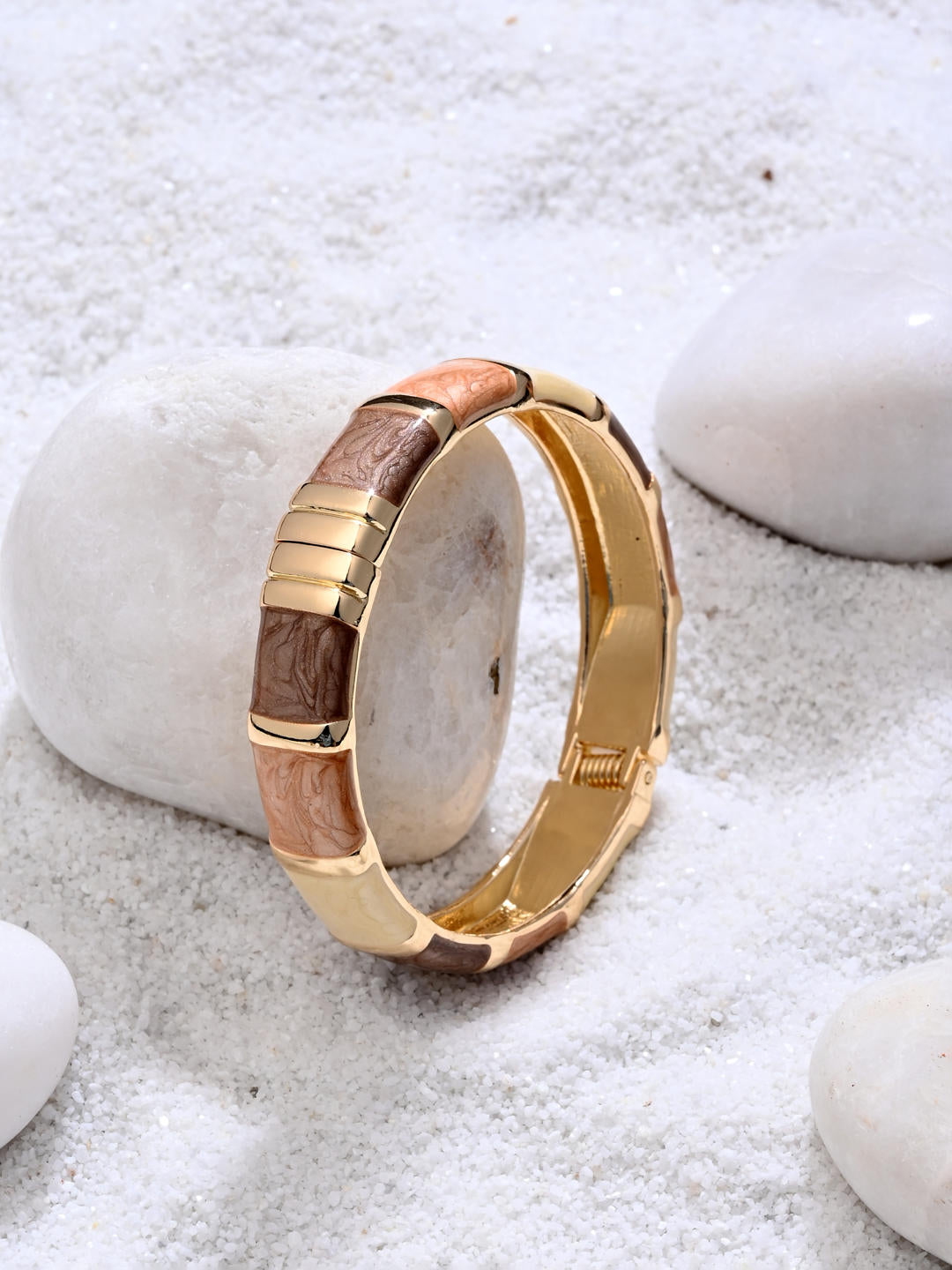 Enamel Voyage Colorblock Bangle in Coffee Brown - Reenisaa