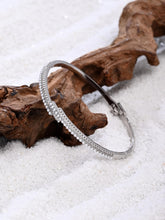 PearlGlow Silver Dual-Row Bangle